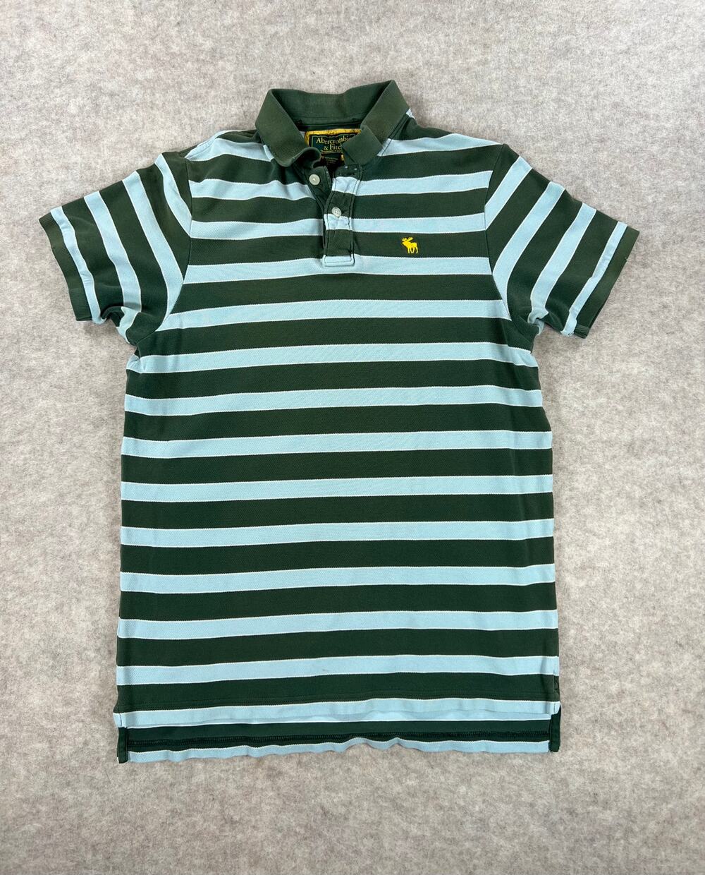 Vintage Y2K Abercrombie & Fitch Muscle Fit Polo Shirt Green Blue Stripe Preppy M